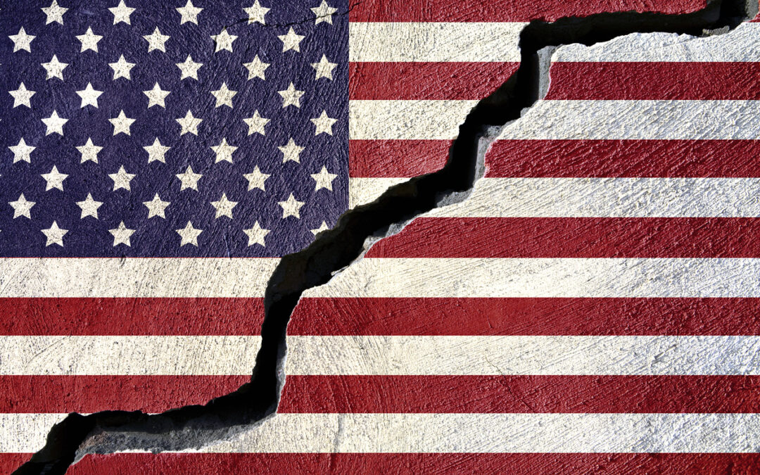 American flag cracked background
